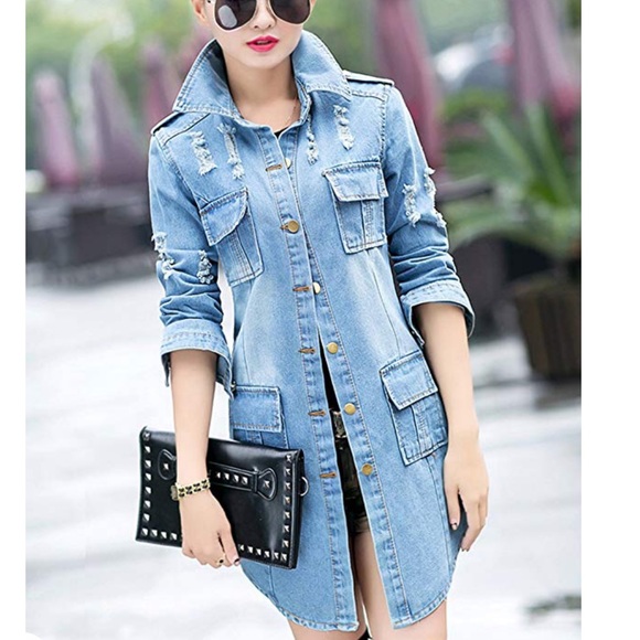 Slim Long Sleeve Denim Outercoat Jacket - Picture 2 of 7